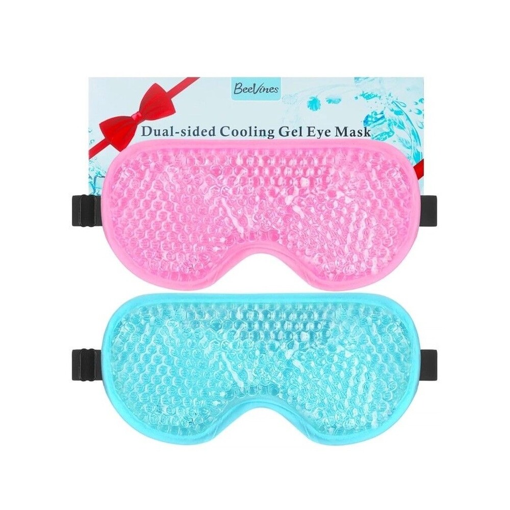 BeeVines Gel Eye Mask, 2 Pack Cooling Ice Masks for Puffy 001 Pink & Blue